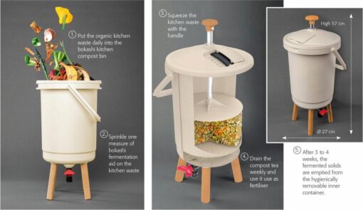 Bokashi keuken composter afmetingen en gebruik