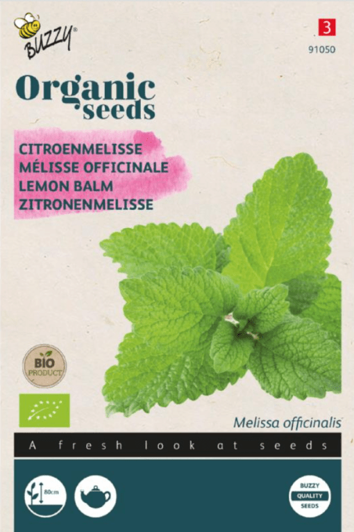 Foto van een zakje Citroenmelisse Bio verkrijgbaar bij DeDuurzameTuin.nl