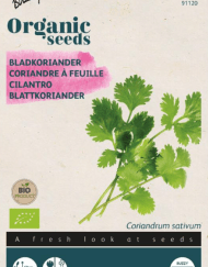 Foto van een zakje Bladkoriander Bio zaadjes verkrijgbaar bij DeDuurzameTuin.nl