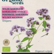 Foto van een zakje Wilde Marjolein Bio zaden verkrijgbaar bij DeDuurzameTuin.nl