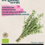 Foto van een zakje Wintertijm Bio zaden verkrijgbaar bij DeDuurzameTuin.nl