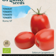 Zakje met zaadjes van de Tomaten Bio Roma VF verkrijgbaar bij DeDuurzameTuin.nl