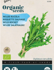 Zakje met zaadjes Rucola Wilde Bio verkrijgbaar bij DeDuurzameTuin.nl