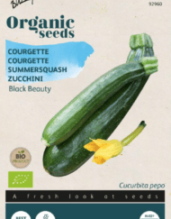 Zakje met zaden van de Courgette Black Beauty Bio verkrijgbaar bij DeDuurzameTuin.nl