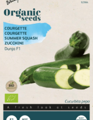 Een zakje met zaden van de Courgette Dunja Bio verkrijgbaar bij DeDuurzameTuin.nl