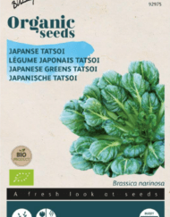 Zakje met zaden van de Japanse Tatsoi Bio verkrijgbaar bij DeDuurzameTuin.nl