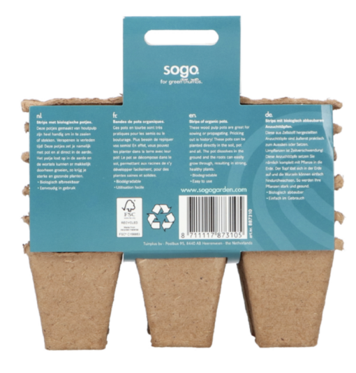 SOGO Biologische Potjes 4x4cm. verkrijgbaar bij DeDuurzameTuin.nl