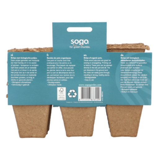 SOGO Biologische Potjes 6x6cm. verkrijgbaar bij DeDuurzameTuin.nl