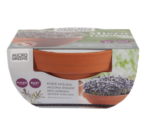 Microgreens schaal Rode Mizuna verkrijgbaar bij DeDuurzameTuin.nl