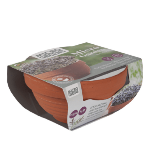 Microgreens schaal Rode Mizuna verkrijgbaar bij DeDuurzameTuin.nl