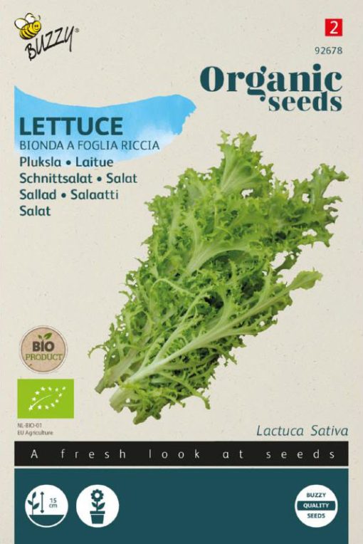 Pluksla zaden Lettuce bionda a foglia riccia bio voorkant zakje