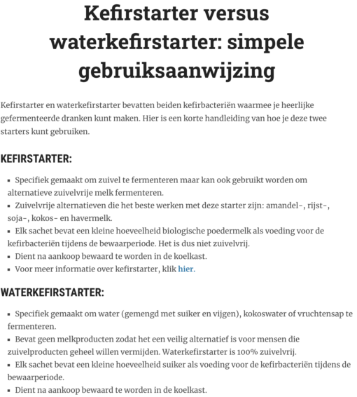 Kefir starter Bio verkrijgbaar bij DeDuurzameTuin.nl