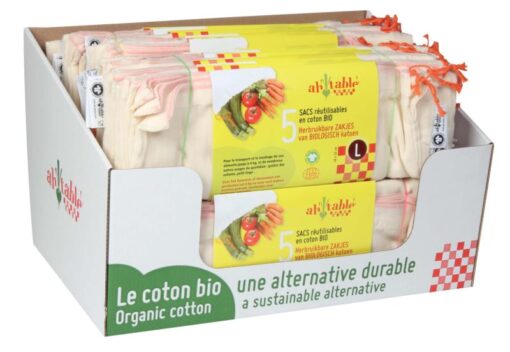 AH!Table herbruikbare katoenen zakjes 5 stuks – duurzaam boodschappen doen