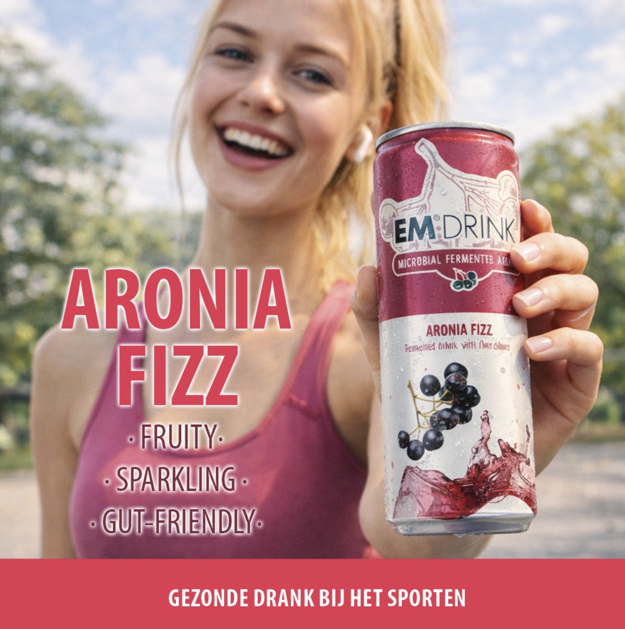 EM Drink Aronia Fizz verfrissende gefermenteerde drank voor onderweg