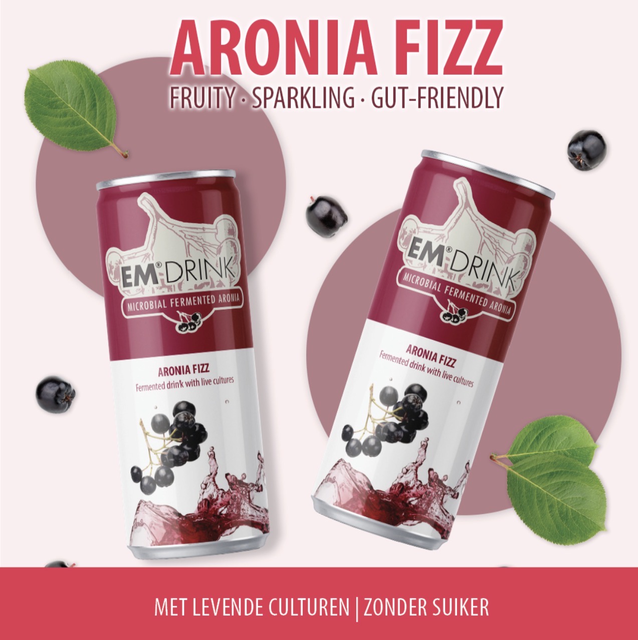 EM Drink Aronia Fizz natuurlijke drank met aroniabessen en EM