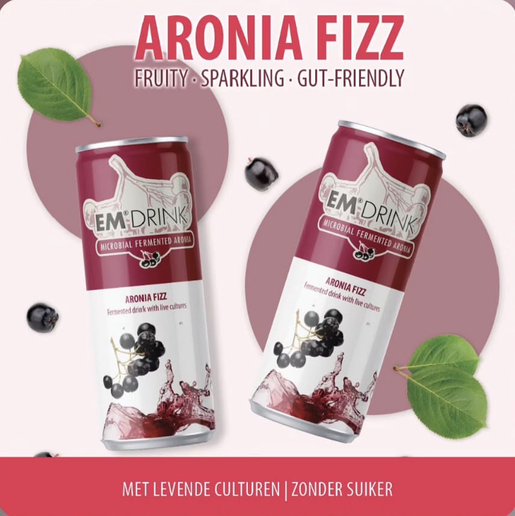 EM Drink Aronia Fizz licht sprankelende vegan drank in 250 ml blikje