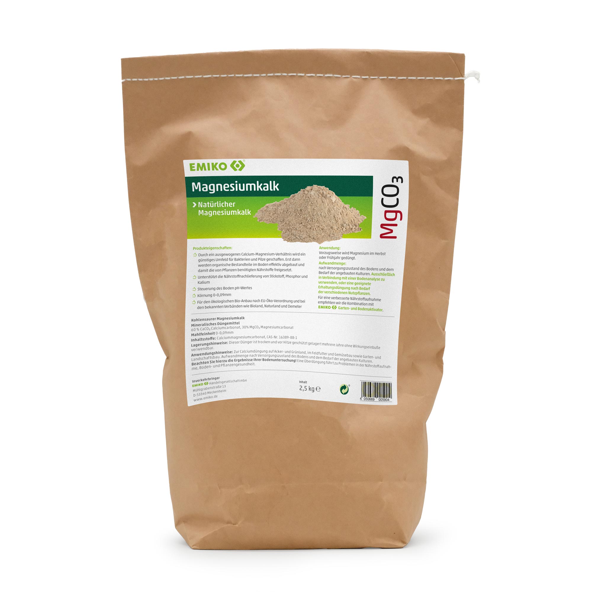 Verpakking EMIKO Magnesiumkalk van 2,5 kg