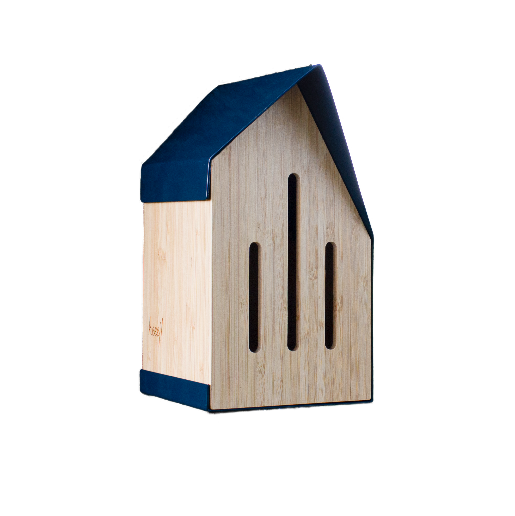 Happy Butterfly House vlinderhuisje van bamboe met petrolkleurige metalen behuizing